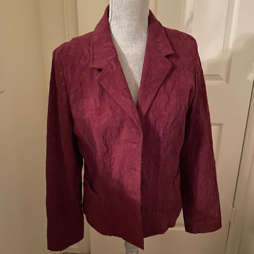 Women's Wine Colored Jacket with Buttons